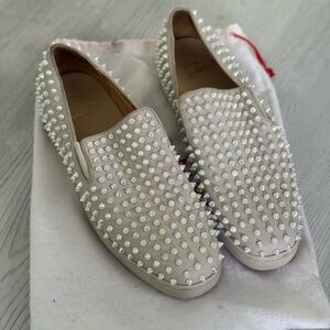 Studded Cream Slip-On Christian Louboutin Shoes